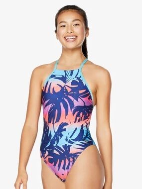 NWT Speedo High Neck Tie Back Swimsuit